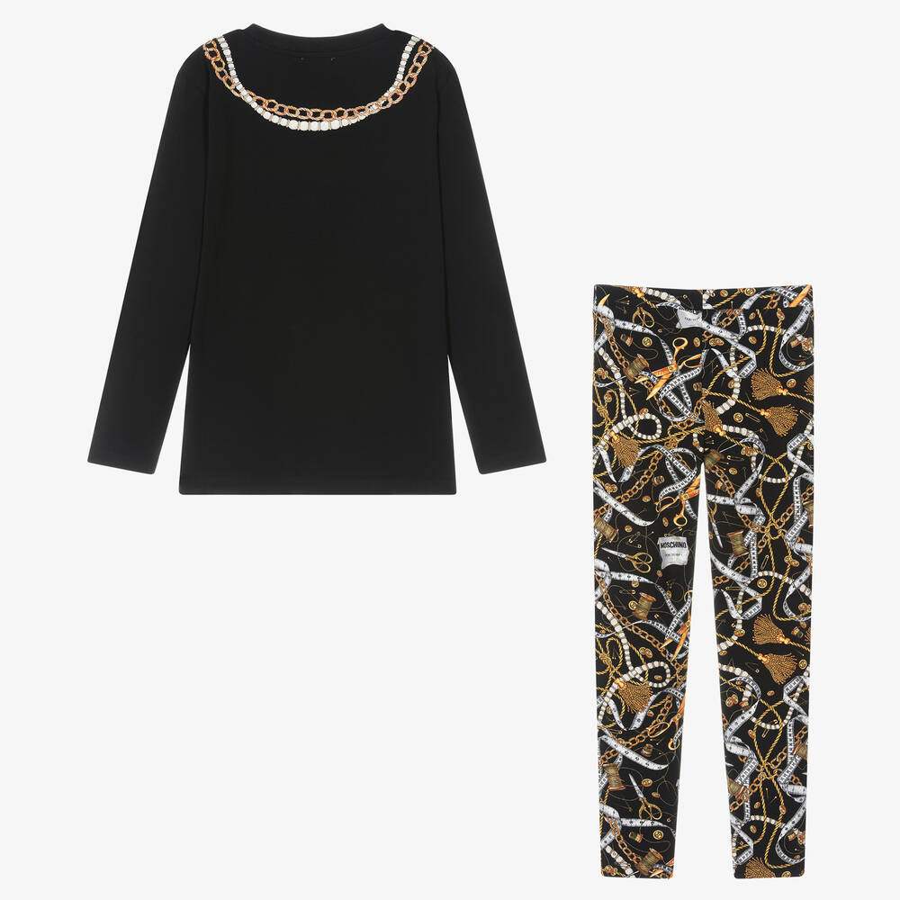 Girls black and gold leggings online
