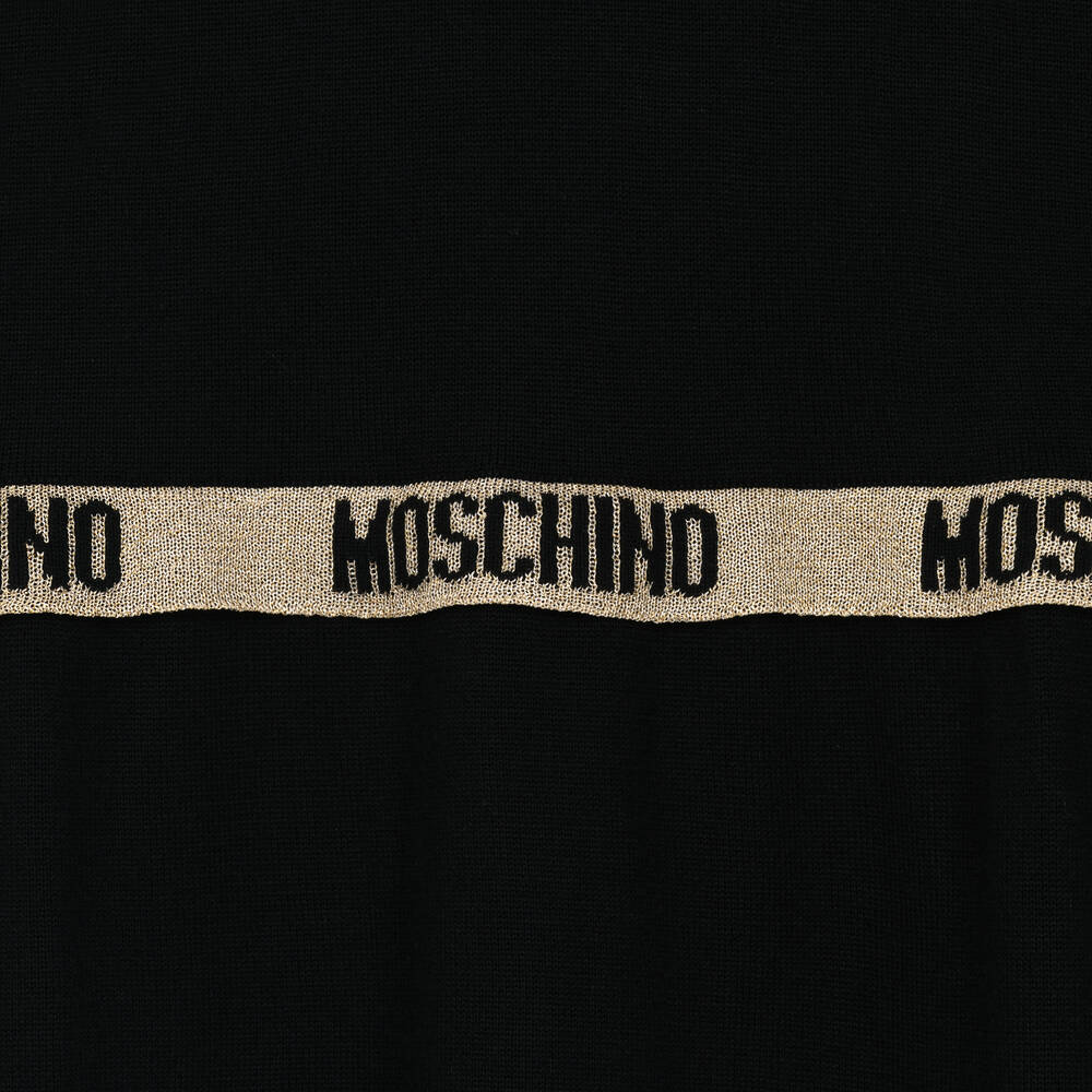 Moschino Кид-Тин-Черно-золотистое трикотажное платье | Childrensalon Outlet