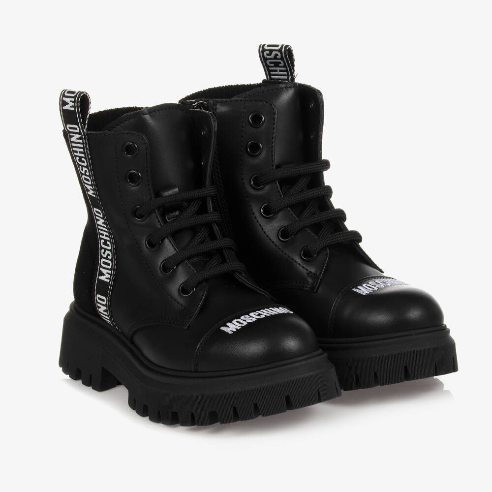 Moschino Kid-Teen - Teen Girls Black Leather Boots | Childrensalon