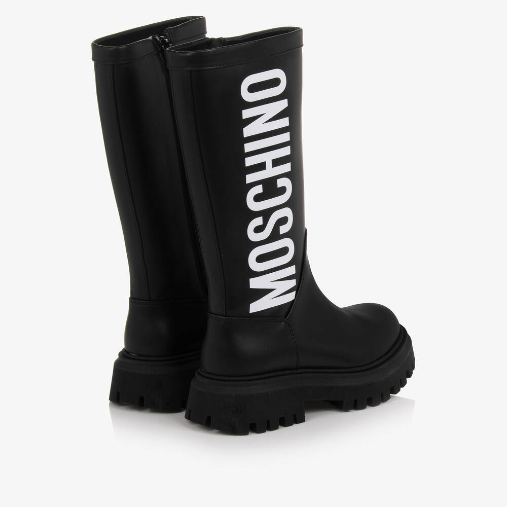 Moschino Kid-Teen-بوت جلد لون أسود تينز بناتي | Childrensalon Outlet