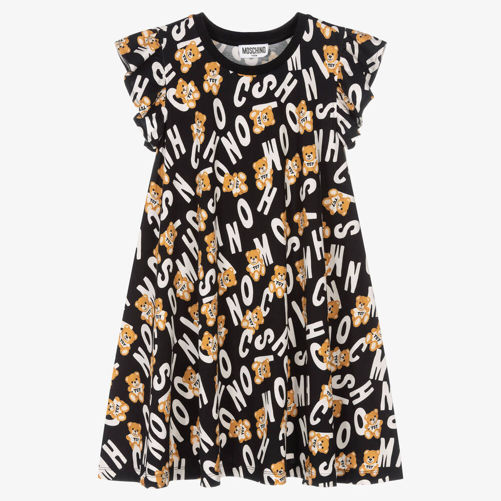Moschino Kid-Teen-Teen Girls Black & White Logo Dress | Childrensalon Outlet