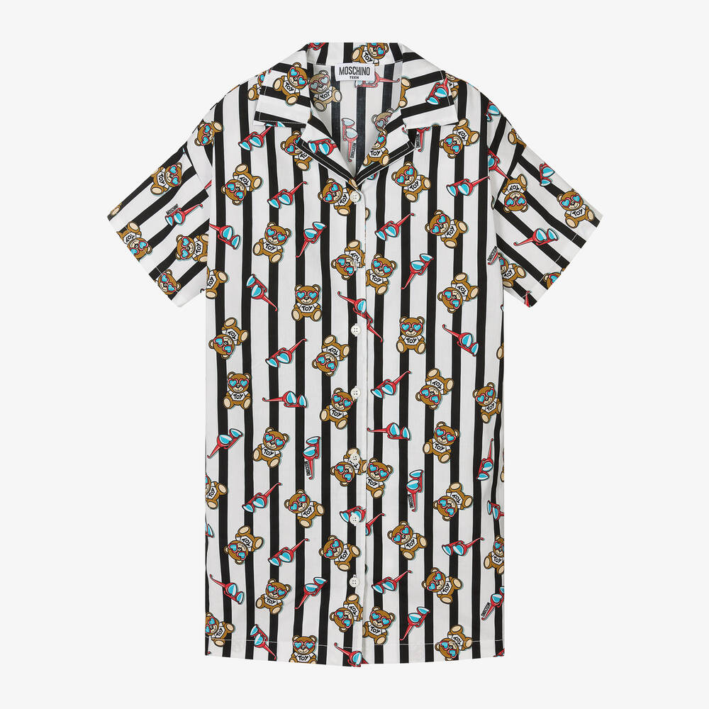 Moschino Кид-Тин-Teen Girls Black & White Stripe Bear Dress | Childrensalon Outlet