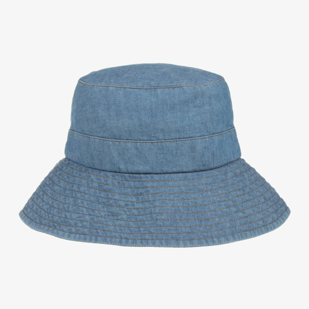 Moschino Kid-Teen-Teen Girls Blue Chambray Bucket Hat | Childrensalon Outlet