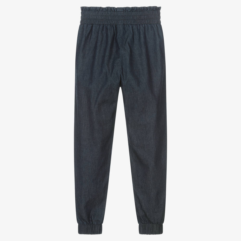 Moschino Kid-Teen-Teen Girls Blue Chambray Logo Trousers | Childrensalon Outlet