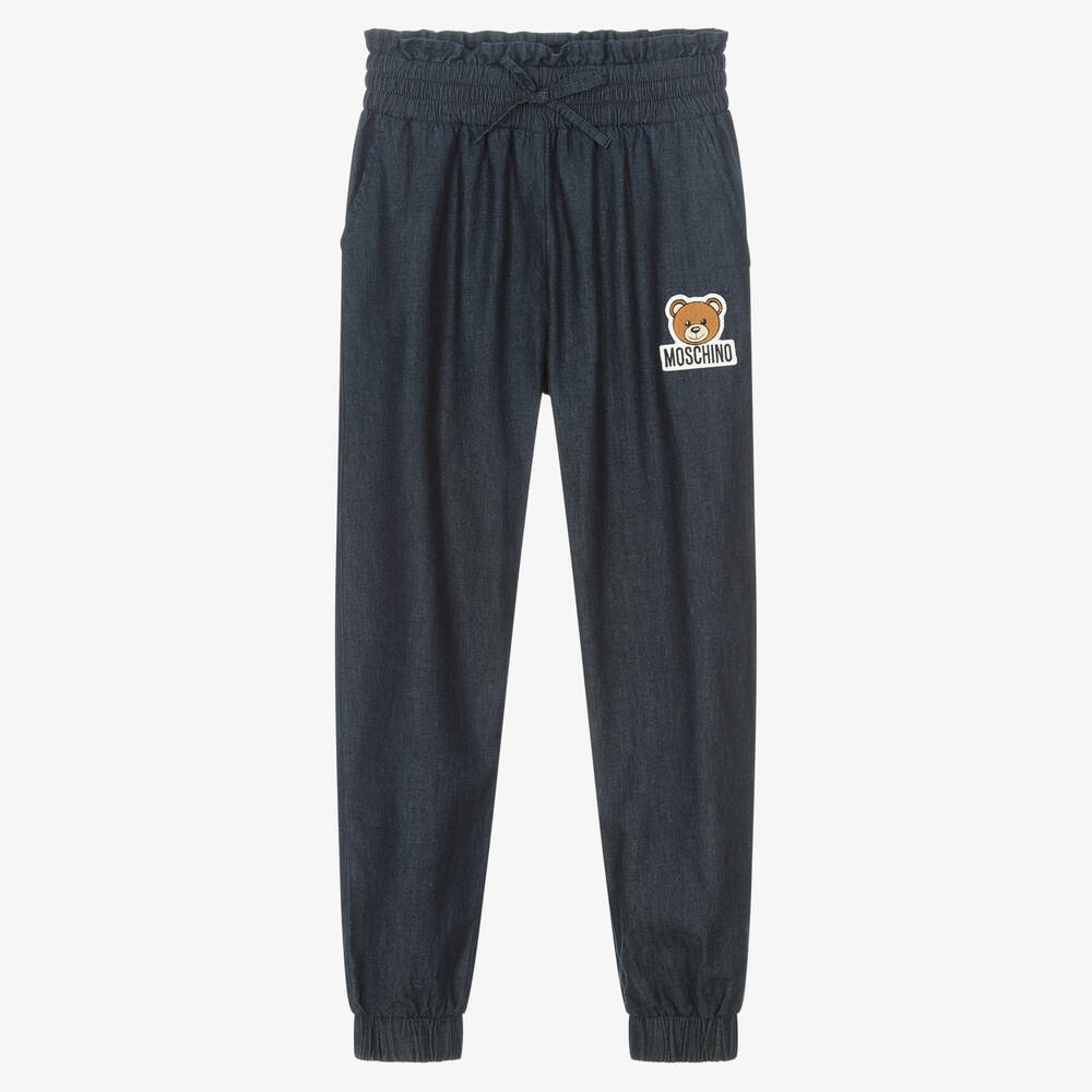 Moschino Kid-Teen - Teen Girls Blue Chambray Logo Trousers | Childrensalon