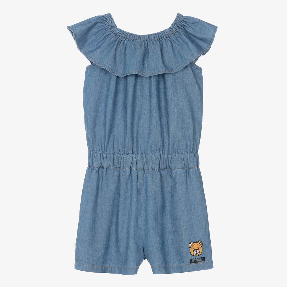 Moschino Kid-Teen-Teen Girls Blue Chambray Playsuit | Childrensalon Outlet