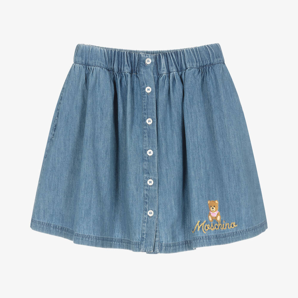 Moschino Kid-Teen - Голубая юбка из шамбре | Childrensalon
