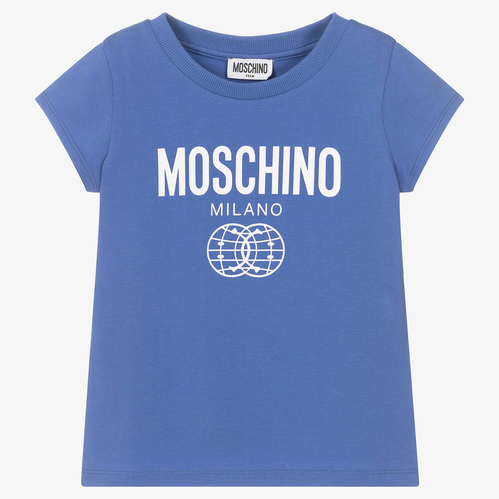 Moschino Kid-Teen - Blaues Teen Double Smiley® T-Shirt | Childrensalon