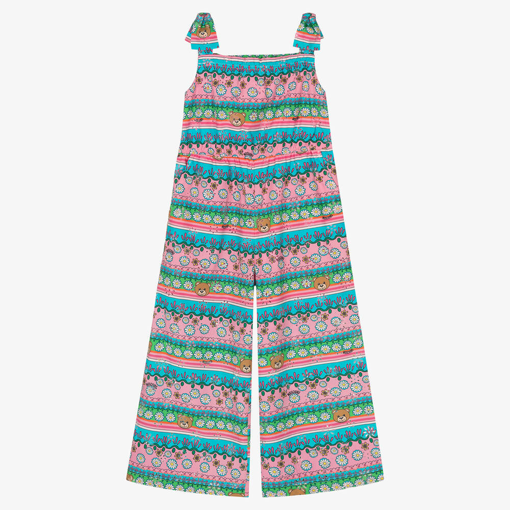 Moschino Kid-Teen - Teen Streifen-Jumpsuit in Blau/Rosa | Childrensalon