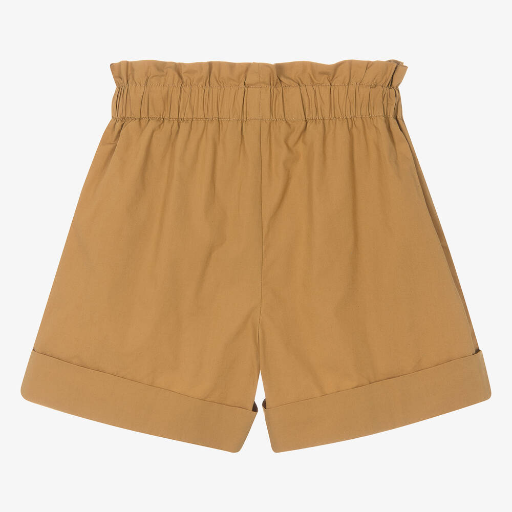 Moschino Кид-Тин-Teen Girls Brown Cotton Patch Shorts | Childrensalon Outlet
