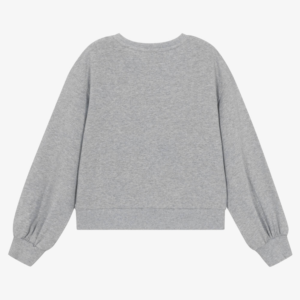 Moschino Kid-Teen-Teen Girls Grey Heart Teddy Sweatshirt | Childrensalon Outlet