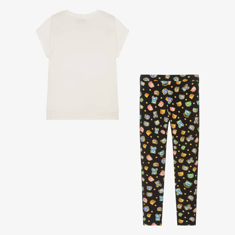 Moschino Кид-Тин-Teen Girls Ivory & Black Leggings Set | Childrensalon Outlet