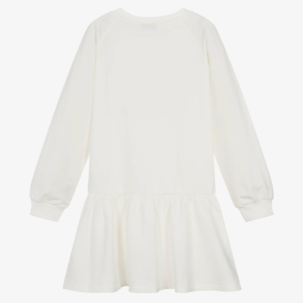 Moschino Кид-Тин-Кремовое хлопковое платье с медвежатами | Childrensalon Outlet