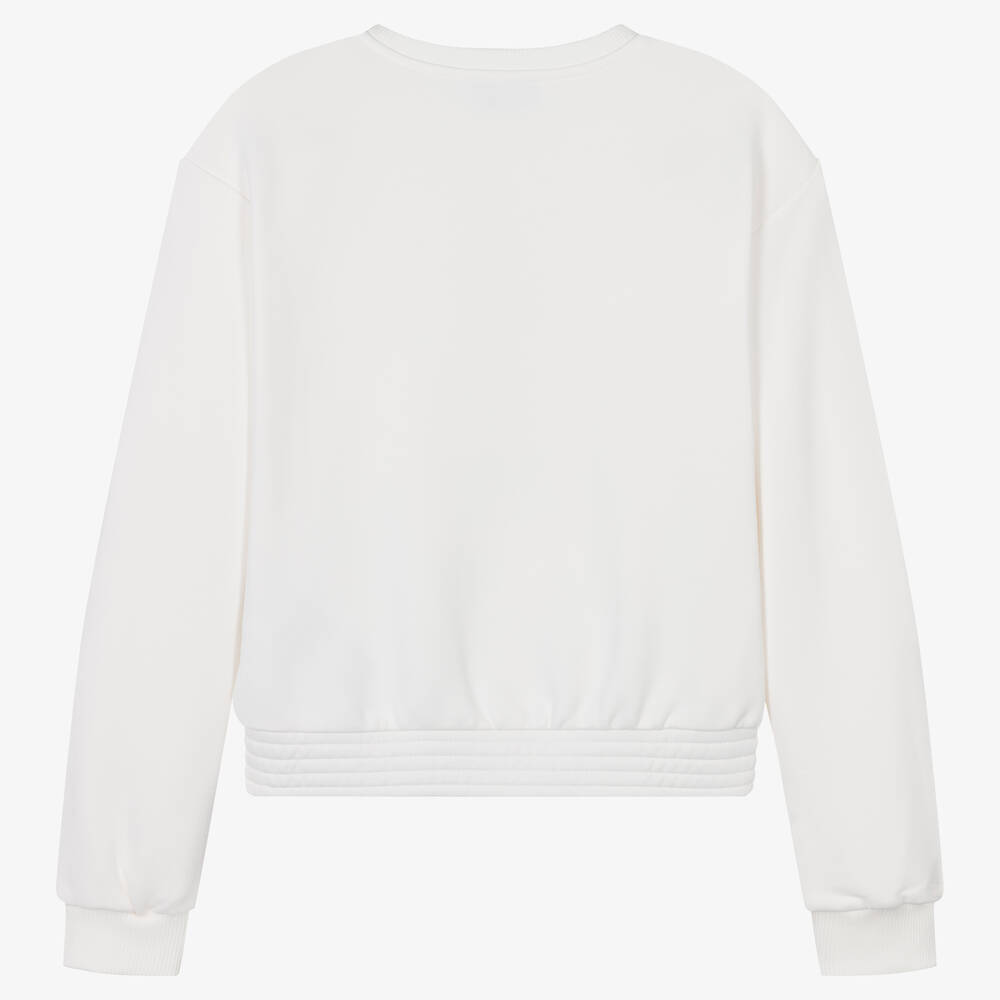 Moschino Kid-Teen-Teen Girls Ivory Cotton Teddy Sweatshirt | Childrensalon Outlet