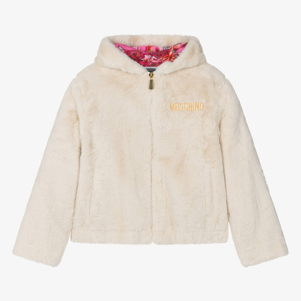 Moschino Kid-Teen - Veste ivoire en fausse fourrure ado | Childrensalon