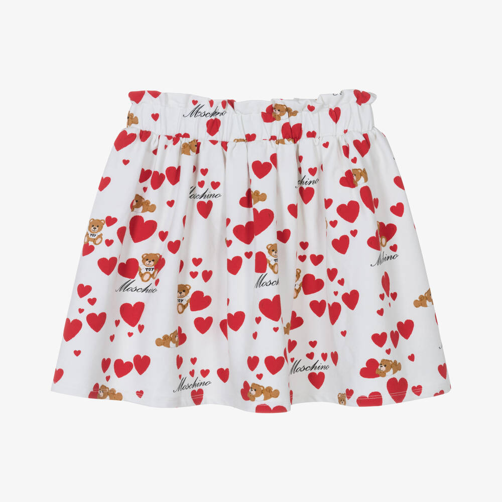 Moschino Kid-Teen-Teen Girls Ivory Heart & Teddy Bear Skirt | Childrensalon Outlet