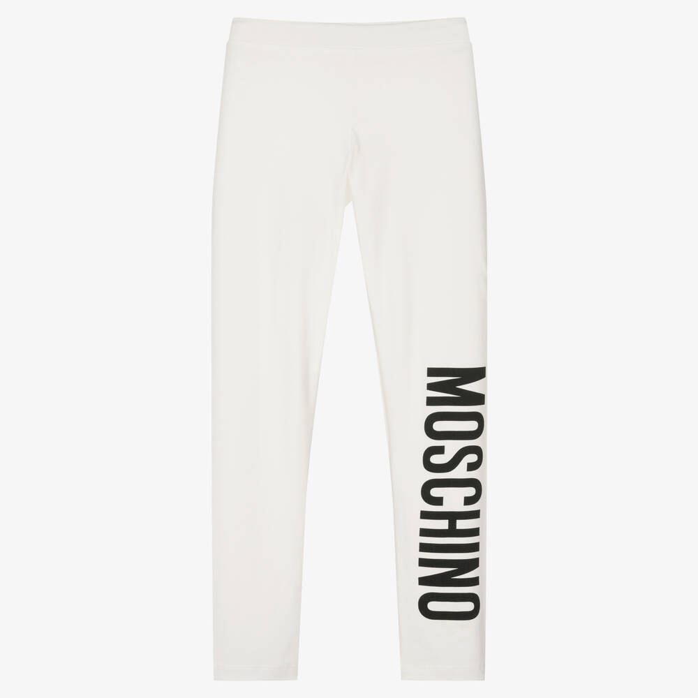 Moschino Kid-Teen - Кремовые легинсы для девочек-подростков | Childrensalon