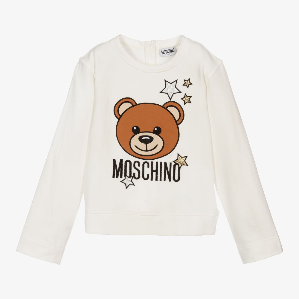 Moschino Kid-Teen-Teen Girls Ivory Logo Top | Childrensalon Outlet