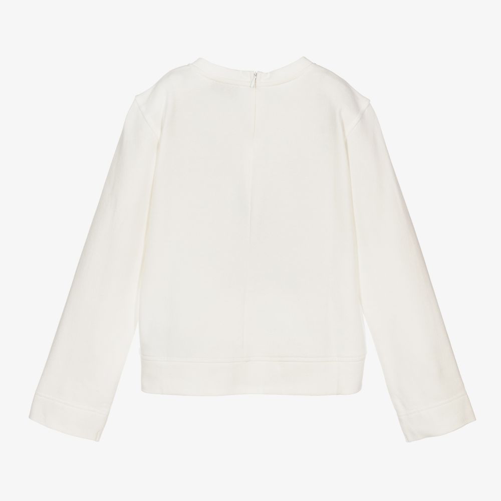 Moschino Kid-Teen-Teen Girls Ivory Logo Top | Childrensalon Outlet
