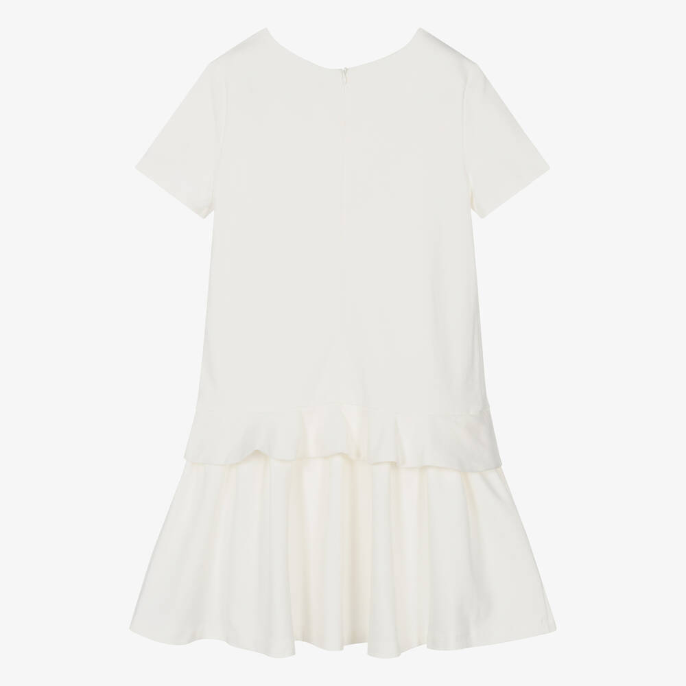 Moschino Кид-Тин-Кремовое платье с розовым принтом-сумкой | Childrensalon Outlet