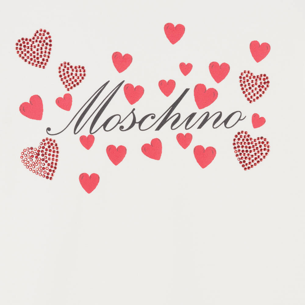 Moschino Kid-Teen-فستان عاجي اللون بتطريز ماسي أحمر تينز بناتي | Childrensalon Outlet