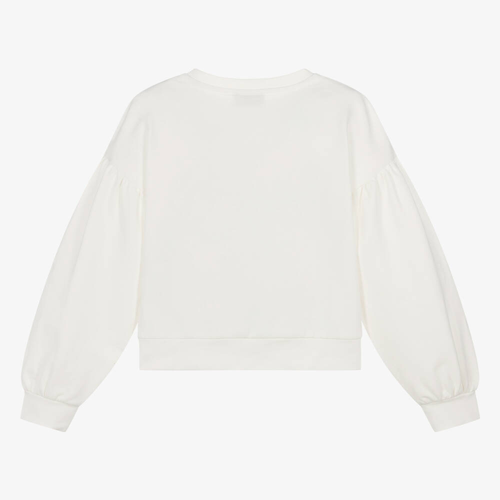 Moschino Кид-Тин-Teen Girls Ivory Studded Teddy Sweatshirt | Childrensalon Outlet