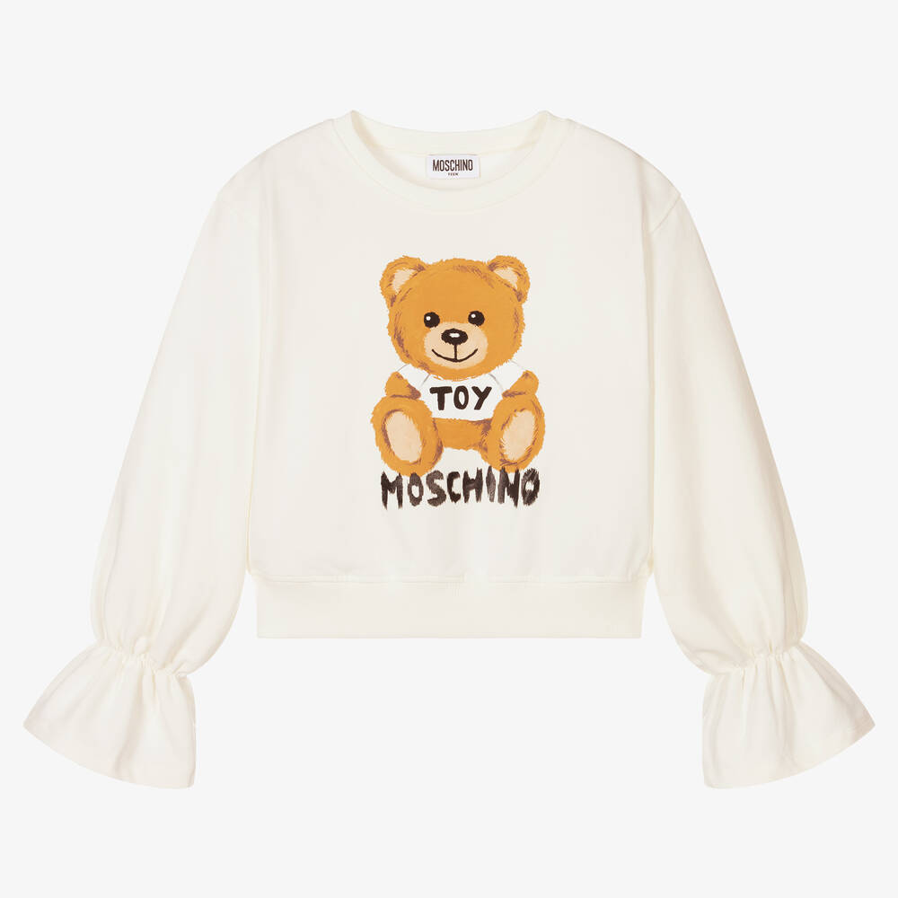 Moschino Kid-Teen - Elfenbeinfarbenes Teen Sweatshirt (M) | Childrensalon