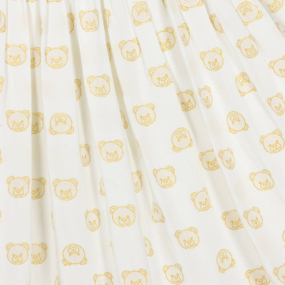 Moschino Kid-Teen-فستان بطبعة تيدي بير فيسكوز لون عاجي | Childrensalon Outlet
