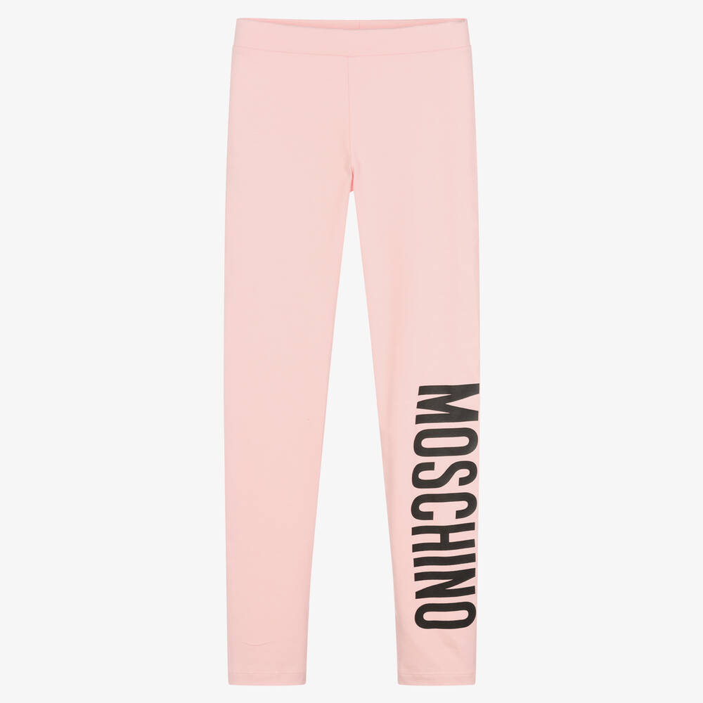 Moschino Kid-Teen - Teen Girls Pale Pink Logo Leggings | Childrensalon