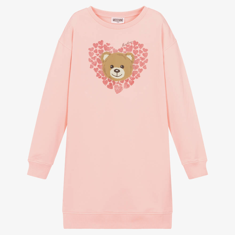 Moschino Kid-Teen - Robe sweat-shirt rose Teddy Ado | Childrensalon