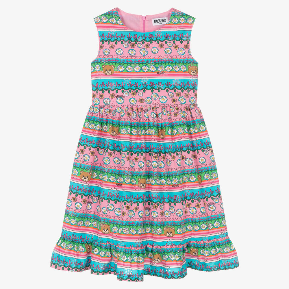 Moschino Kid-Teen - Robe rose et bleue ajourée ado | Childrensalon