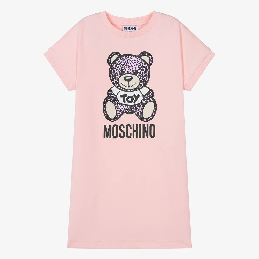 Moschino Kid-Teen-Teen Girls Pink Cotton Bear Dress | Childrensalon Outlet