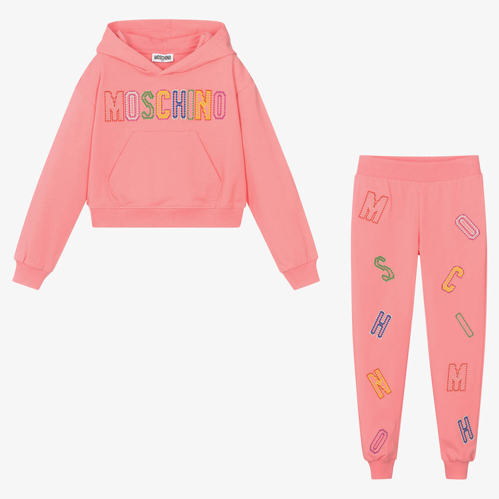 Moschino Kid-Teen - Teen Girls Pink Cotton Logo Tracksuit | Childrensalon