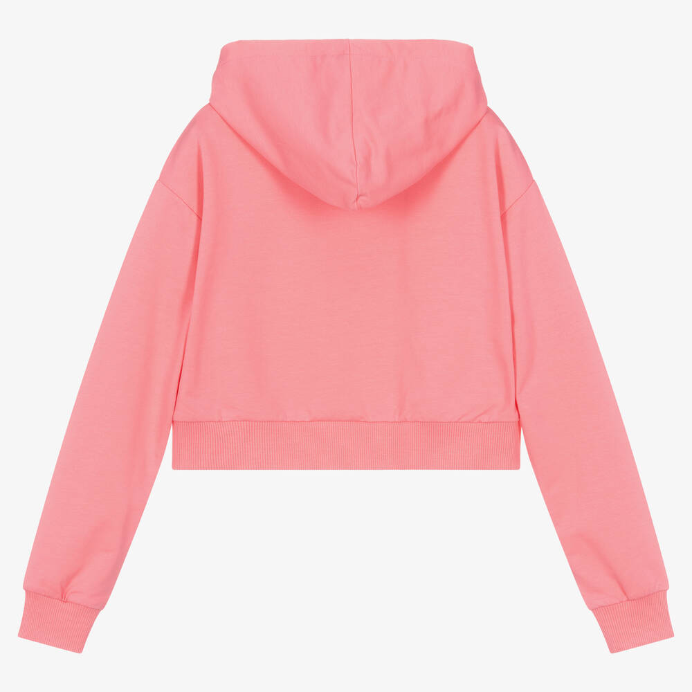 Moschino Kid-Teen-Teen Girls Pink Cotton Logo Zip-Up Top | Childrensalon Outlet