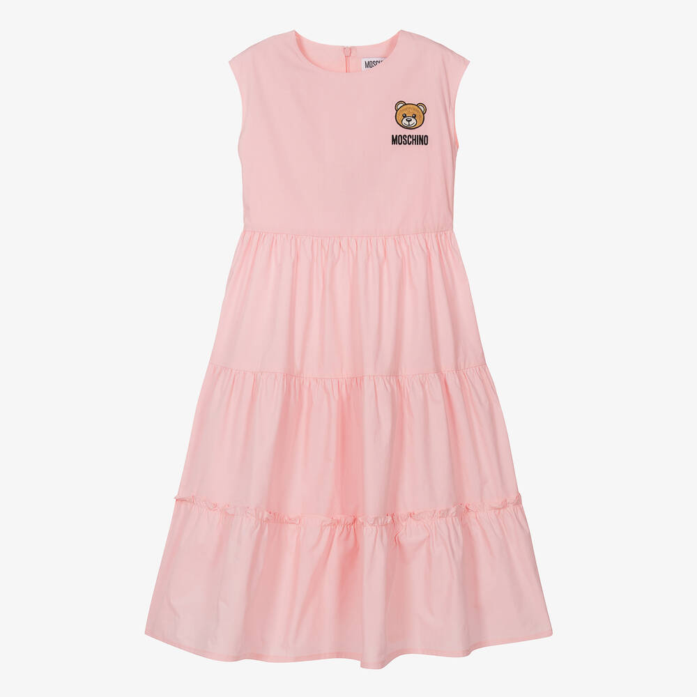 Moschino Kid-Teen-Teen Girls Pink Cotton Midi Dress | Childrensalon Outlet