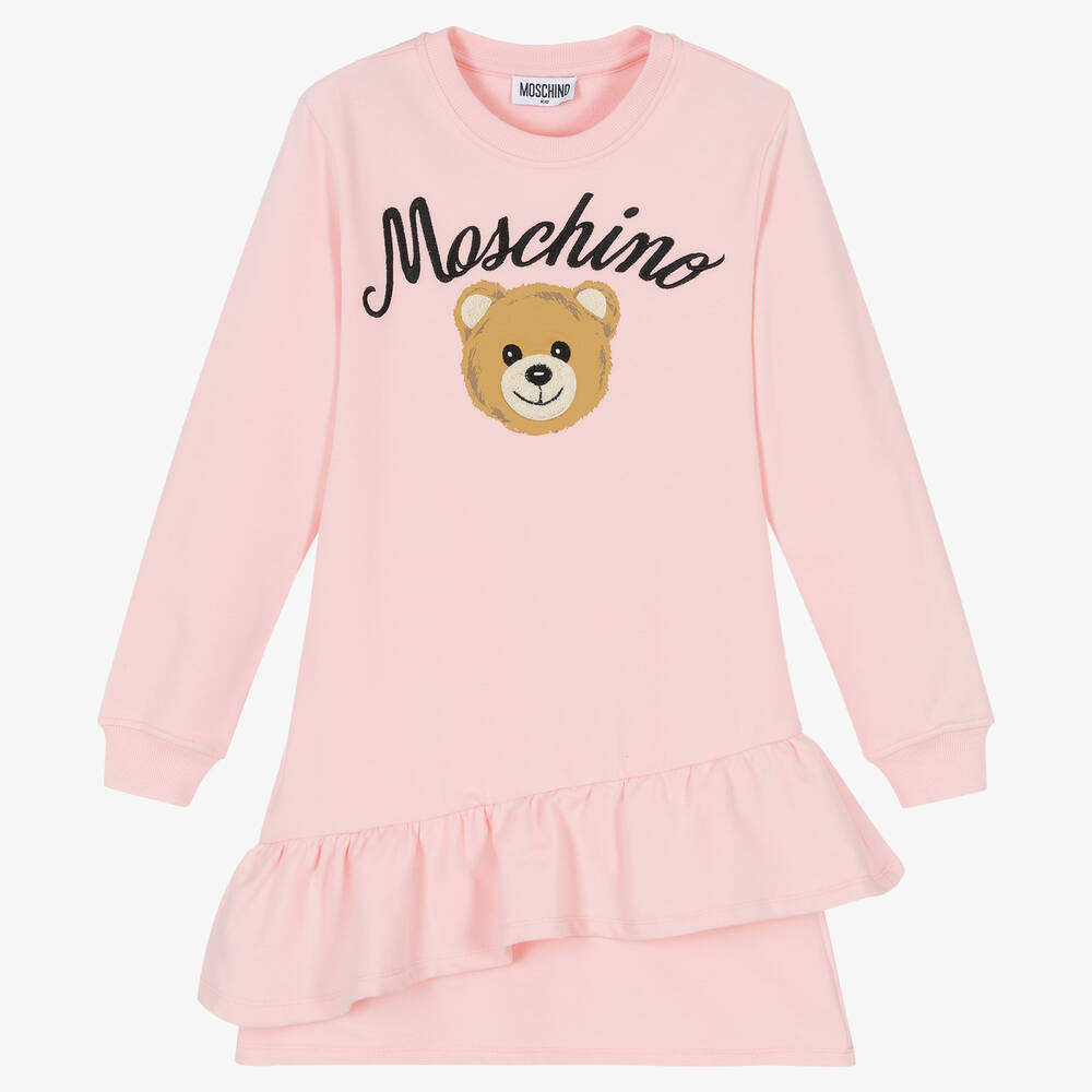 Moschino Kid-Teen - فستان بطبعة تيدي بير قطن لون زهري تينز بناتي | Childrensalon