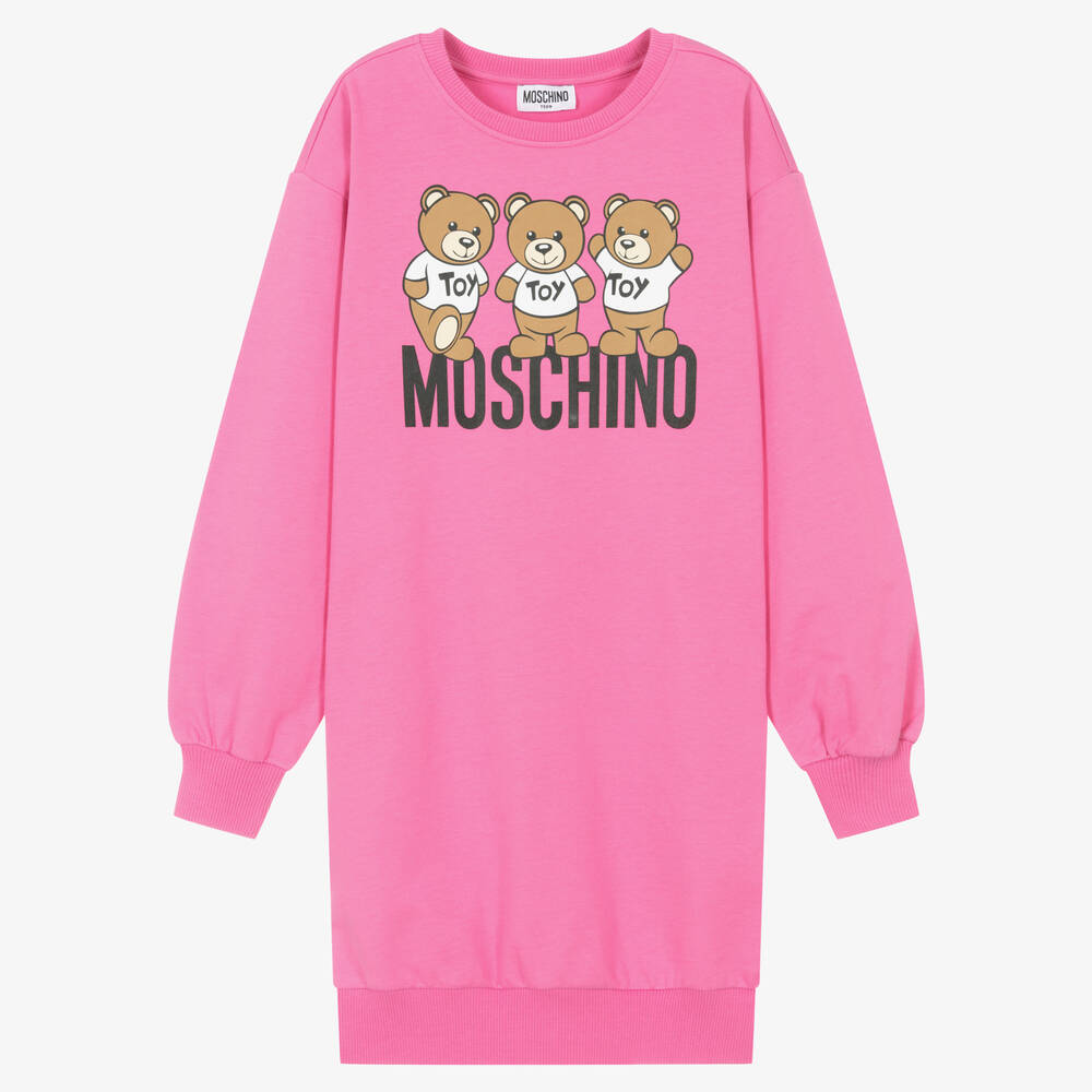 Moschino Kid-Teen - Розовое хлопковое платье с медвежатами | Childrensalon