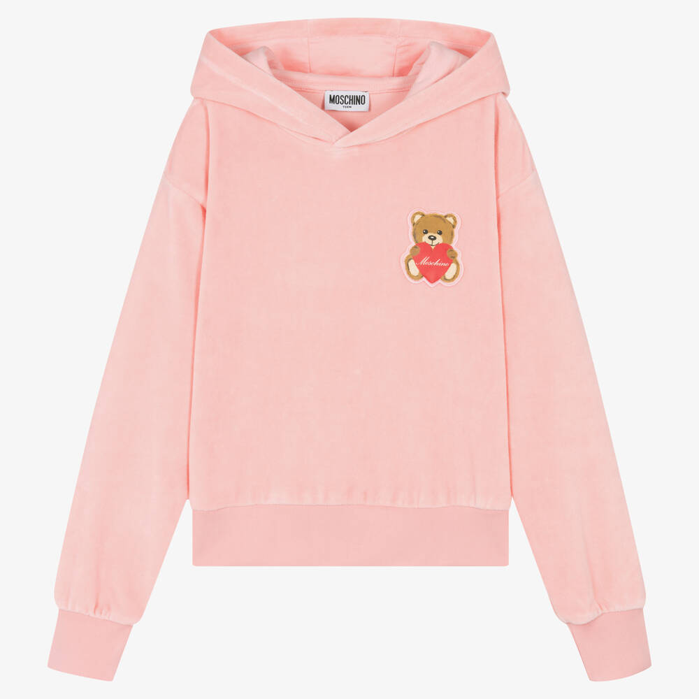 Moschino Kid-Teen - Teen Girls Pink Cotton Teddy Bear Hoodie | Childrensalon