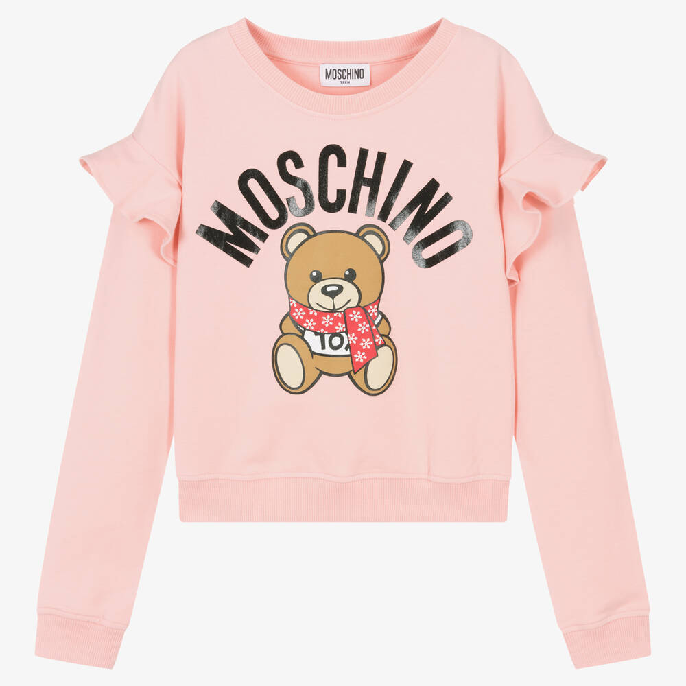 Moschino Kid-Teen - Teen Girls Pink Cotton Teddy Bear Sweatshirt | Childrensalon