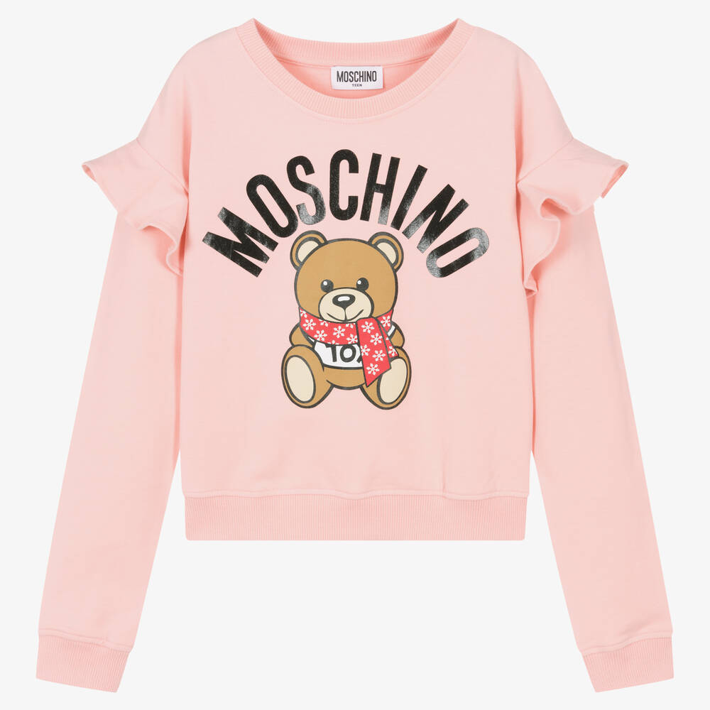 Moschino Kid-Teen-Teen Girls Pink Cotton Teddy Bear Sweatshirt | Childrensalon Outlet