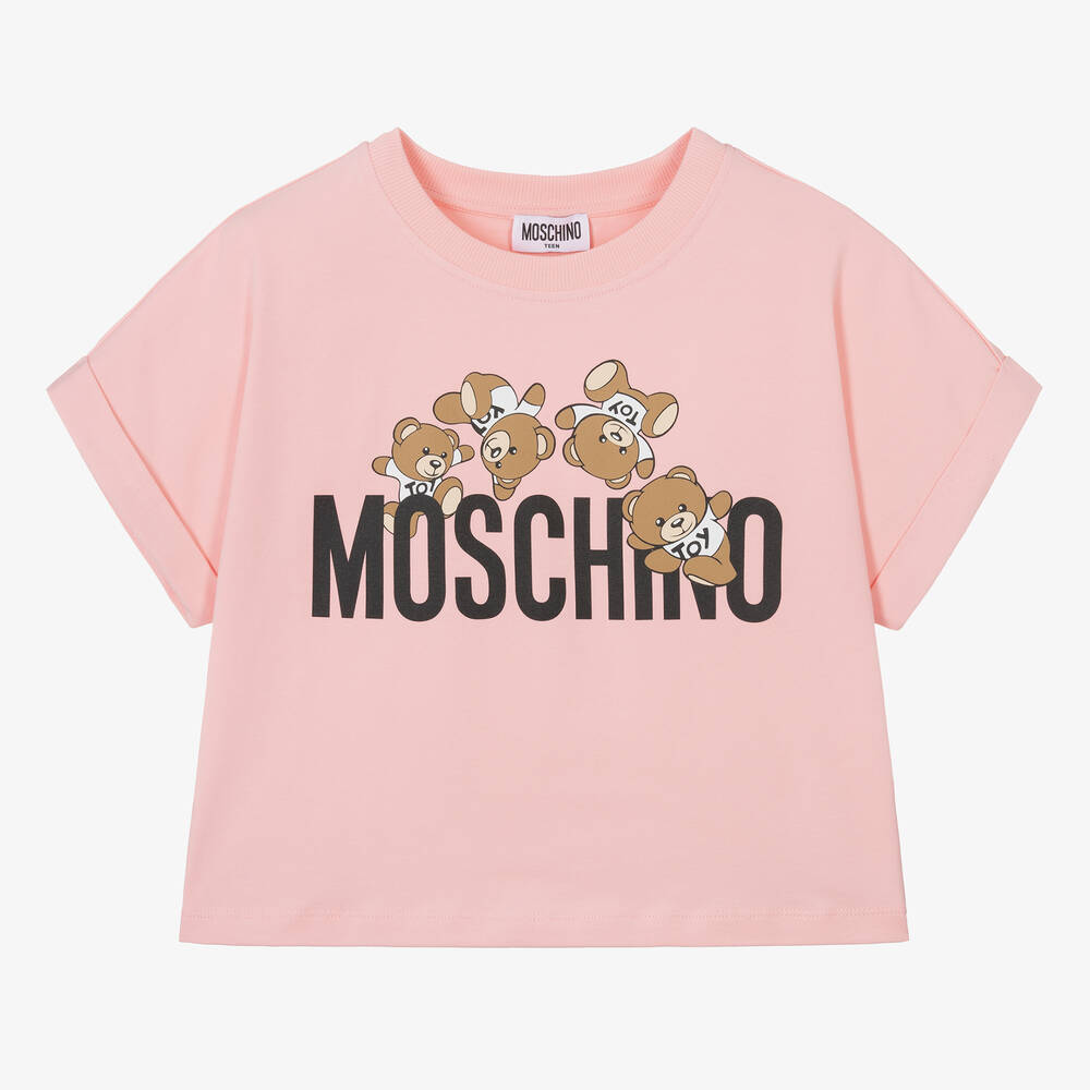 Moschino Kid-Teen - Teen Girls Pink Cropped Teddy Bear T