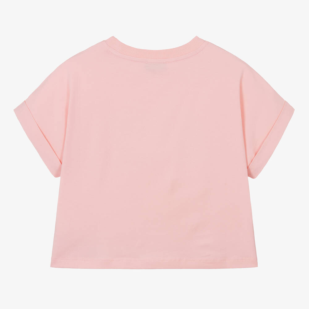 Moschino Кид-Тин-Teen Girls Pink Cropped Teddy Bear T-Shirt | Childrensalon Outlet