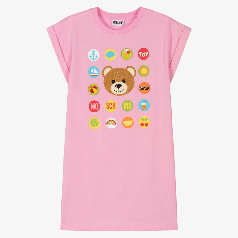 Moschino Kid-Teen-Teen Girls Pink Crystal Teddy Bear Dress | Childrensalon Outlet