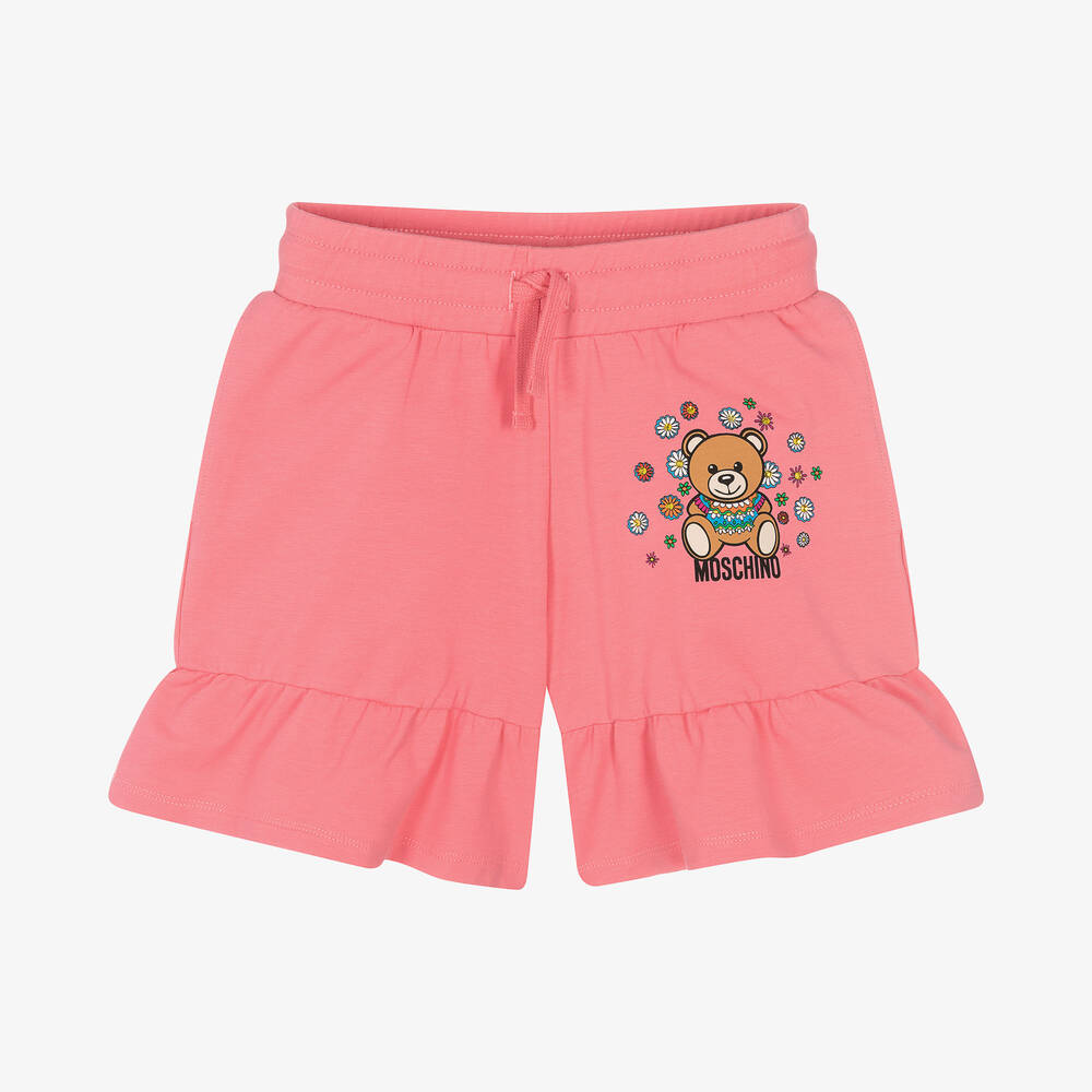 Moschino Kid-Teen - Розовые шорты с логотипом из стразом | Childrensalon