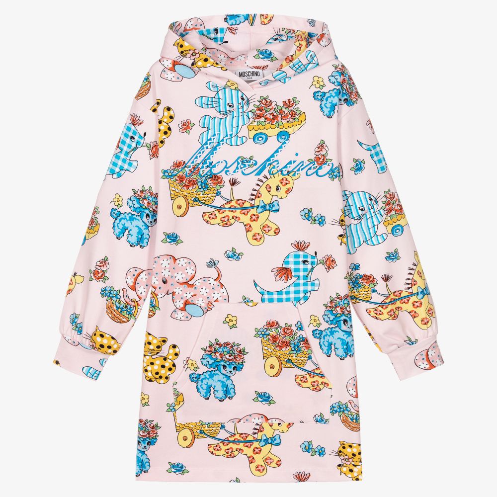 Moschino Kid-Teen-Teen Girls Pink Hooded Dress | Childrensalon Outlet