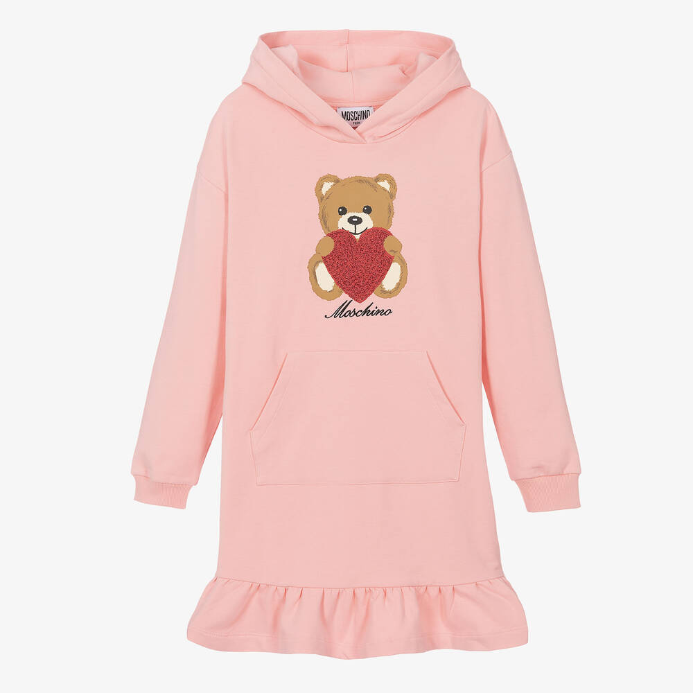 Moschino Kid-Teen - Teen Girls Pink Hooded Teddy Jersey Dress | Childrensalon