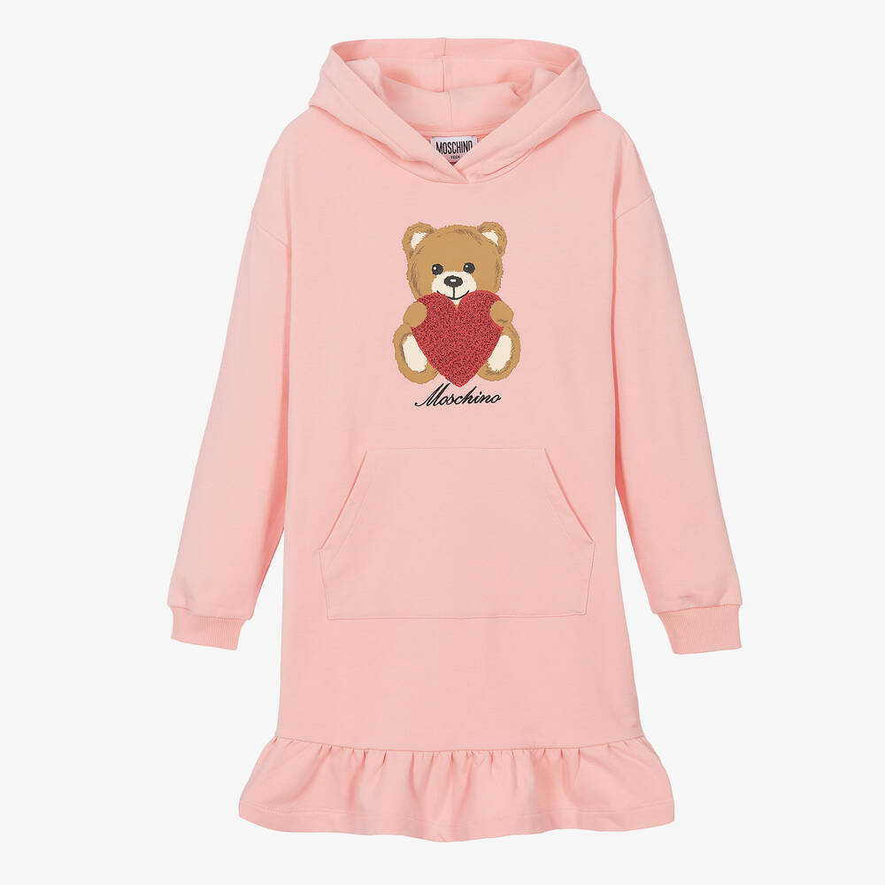 Moschino Kid-Teen - Robe à capuche rose en jersey ado | Childrensalon