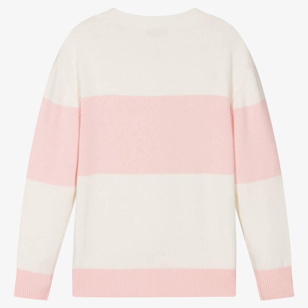 Moschino Kid-Teen-Teen Girls Pink & Ivory Striped Sweater | Childrensalon Outlet