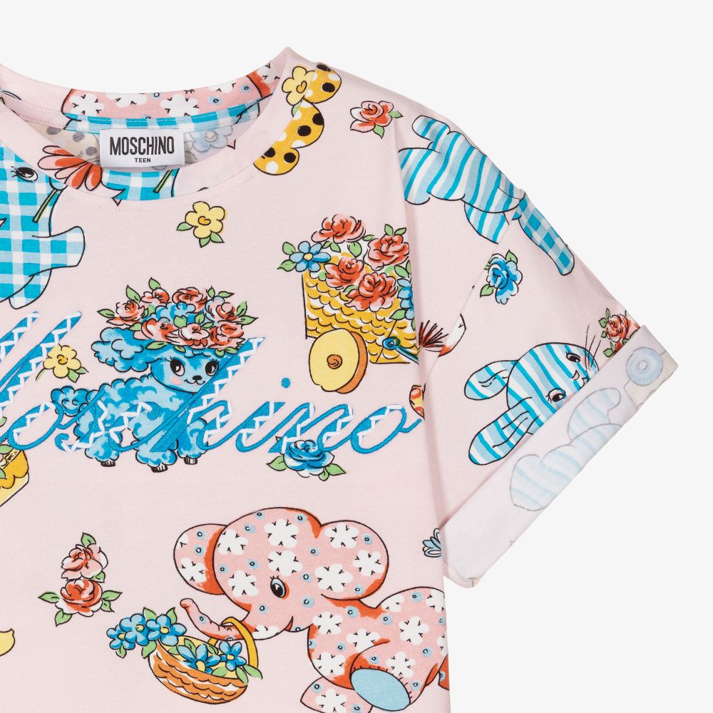 Moschino Кид-Тин-Розовая футболка для девочек-подростков | Childrensalon Outlet