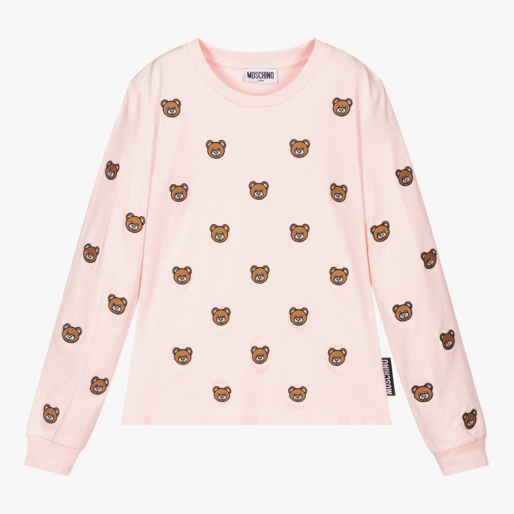 Moschino Kid-Teen-توب تينز بناتي قطن جيرسي لون زهري | Childrensalon Outlet